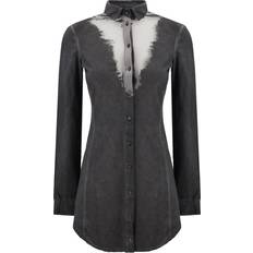 Dresses Diesel Smoke Grey Cotton Dress with Sheer Panels