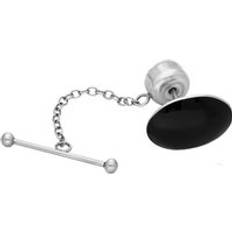 Argent Boutons de manchette Sterling Silver Whitby Jet Oval Tie Pin