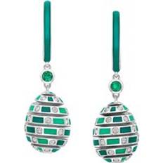 Enamel Earrings Faberge x Beetlejuice Beetlejuice 18ct White Gold Emerald & Green Enamel Spiral Earrings