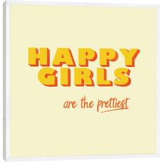 Ebern Designs Happy Girlstypography by Show Me Mars White Framed Art 45.7x45.7cm