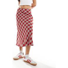 Red Skirts Bershka Karierter Midirock - Rot