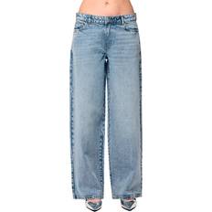 Dame - Stretch Jeans Pieces PcSelma LW Wide Jeans - Blue Denim