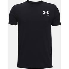 Under Armour Top Under Armour Maglia a Maniche Corte Left Chest da Ragazzo Nero/Bianco YXS