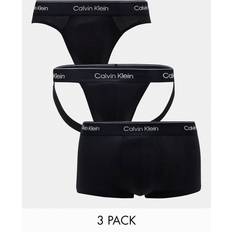 Low Waist Men's Underwear Calvin Klein Logo-waistband Three Stretch-cotton Underwear - Mens Black
