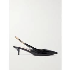 Gucci Heels & Pumps Gucci Signoria Embellished Patent Leather Slingback Pumps - Black