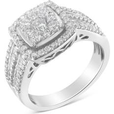 Haus of Brilliance 14KT White Gold Diamond Cluster Ring Band White