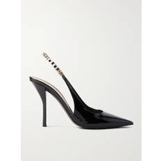 Gucci Heels & Pumps Gucci Signoria Embellished Patent Leather Slingback Pumps - Black