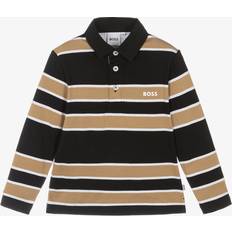 Black Polo Shirts BOSS Boys Black Striped Cotton Polo Shirt