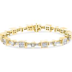 Haus of Brilliance 925 Sterling Silver 1.0 Cttw Diamond Square Frame Miracle-Set Tennis Bracelet Yellow