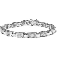 White Gold Bracelets Haus of Brilliance 14K White Gold 2.00 Cttw Princess Diamond Invisible Set Link Bracelet White