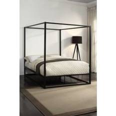 Metal Bed Frames SlumberWorx Ashwell Modern Four 4 Poster Black Double Metal Bed Frame - Black