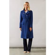 Clothing Wallis Petite Smart Funnel Neck Coat - Navy