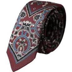 Dolce & Gabbana Red Ties Dolce & Gabbana Bordeaux Printed Silk Adjustable Men Tie Red