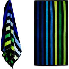 Geezy Large Velour Striped Beach Towel 6-K0037 - Multicoloured Towel Multicolour