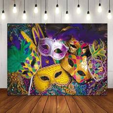 5X3ft Venetian Mardi Gras Backdrop Carnival Masquerade Photography Backgrounds Mask Colorful Backdrop Party Decoration