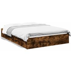 vidaXL Smoked Oak Bed Frame With Drawers 140 x 200 cm - Brown