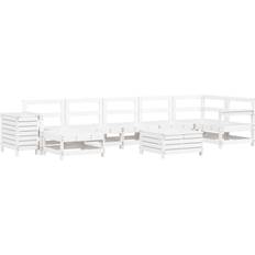 vidaXL 9 Piece Garden Sofa White Solid Wood Pine Outdoor Lounge Set