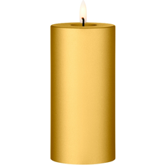 Guld Stearinljus Ester & Erik Block LED Ø7.5x15 cm 90 Gold Metallic Candle