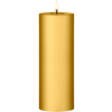 Guld Stearinljus Ester & Erik Block LED Ø7.5x20 cm 90 Gold Metallic Candle 20cm