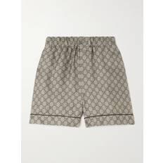 Gucci Shorts Gucci GG Printed Silk Twill Shorts - Brown