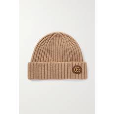 Gucci Beanies Gucci Victor Appliquéd Ribbed Wool Cashmere-blend - Brown