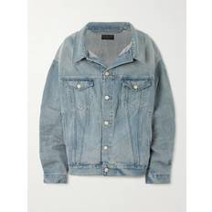 Balenciaga Outerwear Balenciaga Off Shoulder Denim Jacket - Clear Blue