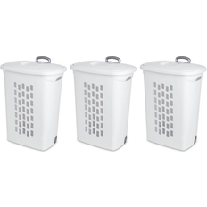 Sterilite Laundry Hamper Flip Top Lid 3 Pack White