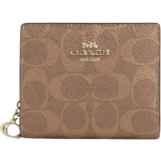 Coach Snap Wallet In Signature Canvas - Gold/Tan/Brown