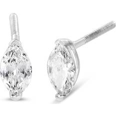 Jewelry Haus of Brilliance 14K White Gold 1/2 Cttw Prong Set Marquise Solitaire Lab Grown Diamond Stud Earrings (F-G Color, VS2-SI1 Clarity)