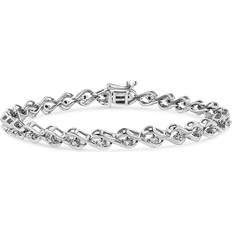 Jewelry Haus of Brilliance 925 Sterling Silver 1/10 Cttw Round-Cut Diamond Links Flame Bracelet White