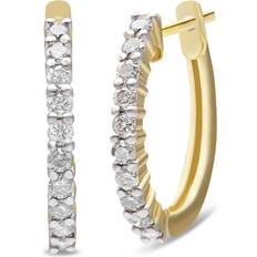 Haus of Brilliance 10K Yellow Gold 1/2 Cttw Prong Set Round-Cut Diamond Hoop Earrings (I-J Color, I1-I2 Clarity)