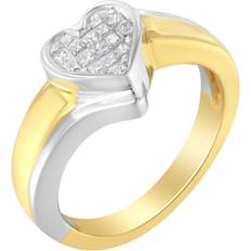 Jewelry Haus of Brilliance 14K Two-Toned Gold Princess-Cut Diamond Heart Promise Ring Gold