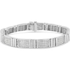 Jewelry Haus of Brilliance 14K White Gold 7.0 Cttw Princess Cut Diamond 7" Alternating Vertical And Horizontal Rectangular Link Tennis Bracelet White