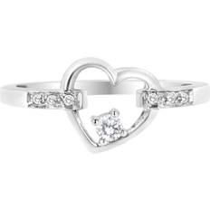 Jewelry Haus of Brilliance 14K White Gold 1/8 Cttw Channel Set Round-Cut Diamond Heart Ring (H-I Color, SI2-I1 Clarity)