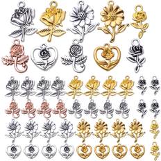 Charms & Pendants BronaGrand 50pcs Flower Charms Pendants Alloy Sunflower Charms Rose Pendants Flower Bead Charm Craft Supplies for DIY Earrings Necklace Bracelet Jewelry Making Accessories, Styles