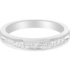 Haus of Brilliance 925 Sterling Silver 1/2 Cttw Princess-Cut Diamond Channel-Set Half-Eternity Wedding or Anniversary Band Ring White