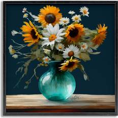 Stupell Industries Summer Sunflower Bouquet Gray Framed Art 17x17"