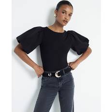 Cotton - Women Bodysuits River Island Puff Sleeve Bodysuit - Black