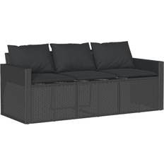 vidaXL 3-Personers Havesofa Med Hynder Polyrattan Sort Sofa