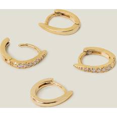 Diamond - Women Earrings Accessorize 2Pack 14ct GoldPlated Pointed Hoop Earrings, Women's