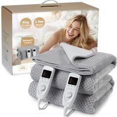 Electric Blanket King Size Dual Control 5 Heat Settings 10 Timer Settings - Blankets Grey