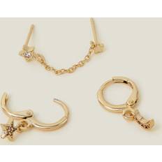 Accessorize Z Collection celestial hoop earrings with star chain in gold plated