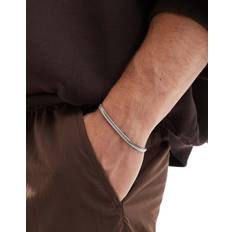 waterproof stainless steel flat chain bracelet in silver tone