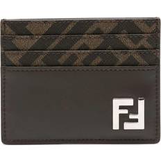 Leer Portemonnees en sleutelhouders uitverkoop Fendi FF Squared Card Holder - Brown