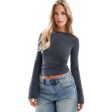 Stradivarius STR Sculpt Flare Sleeve Top - Grey