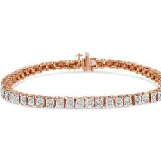 Haus of Brilliance 925 Sterling Silver 1.0 Cttw Diamond Square Frame Miracle-Set Tennis Bracelet Pink