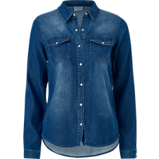 Donna Camicie Vila Camicia Di Jeans - Blu Denim