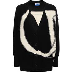 Off-White Cardigans Off-White Maxi Logo-Intarsia Wool Cardigan - Women - Black