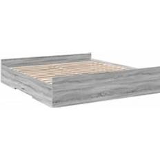 vidaXL Grey Sonoma Bed Frame with Drawers 180 x 200 cm Super King