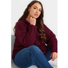 Clothing Yours waffle jumper in damson-Brown